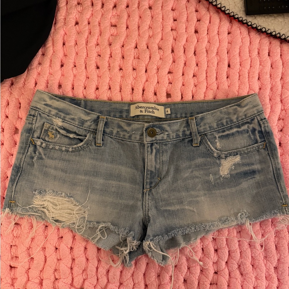 Abercrombie & Fitch Distressed Blue Jean Shorts Y2K